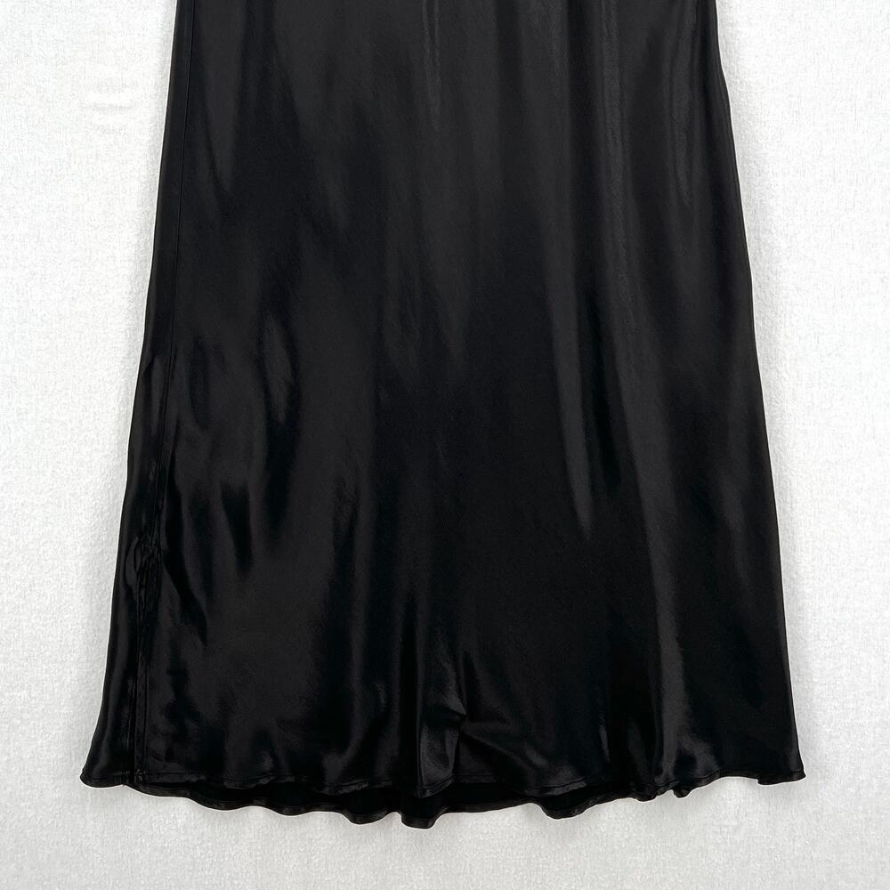 ENZA COSTA Dress Womens Medium 2 Black Satin Bias Slip Maxi Spaghetti Strap NEW - Picture 8 of 16